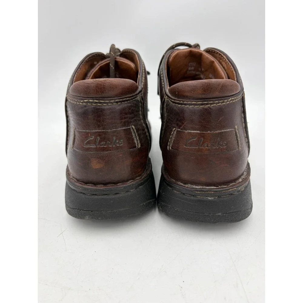 Vintage Clarks Ankle Leather Boots Active Air Men 8.5 Brown Moc Toe‎ Lace 37552